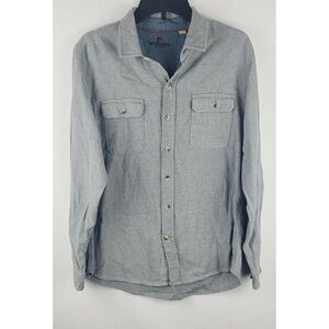 Woolrich Button Up Flannel Shirt Gray 100% Cotton Mens Large